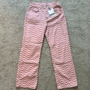 RAGGED PRIEST WAVE JEANS DAD JEANS PINK PRINT PANTS